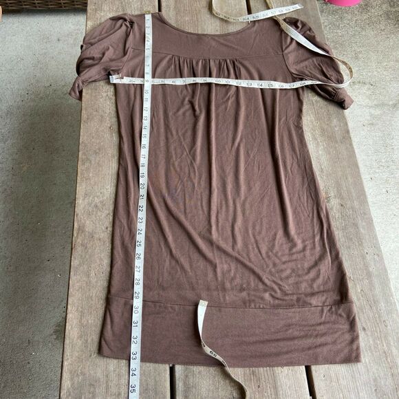Bump Couture Maternity Top Dress Size Medium Brown Short Sleeve Tunic Womens - Picture 6 of 7